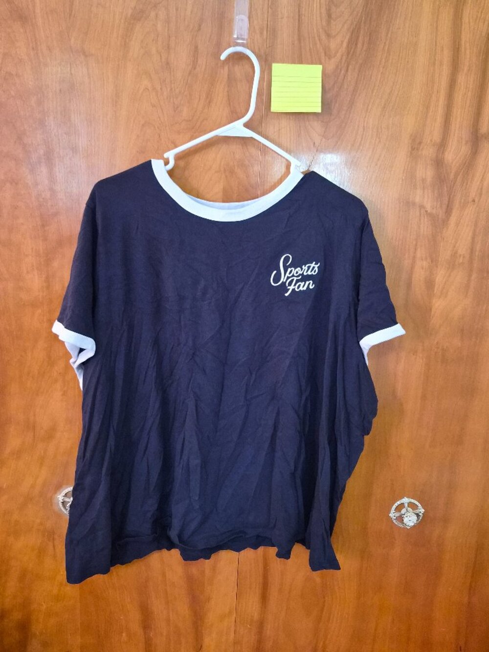 Old Navy Sports Fan Ringer Tee | Navy & White | Women's 4X | Casual Graphic T-Sh